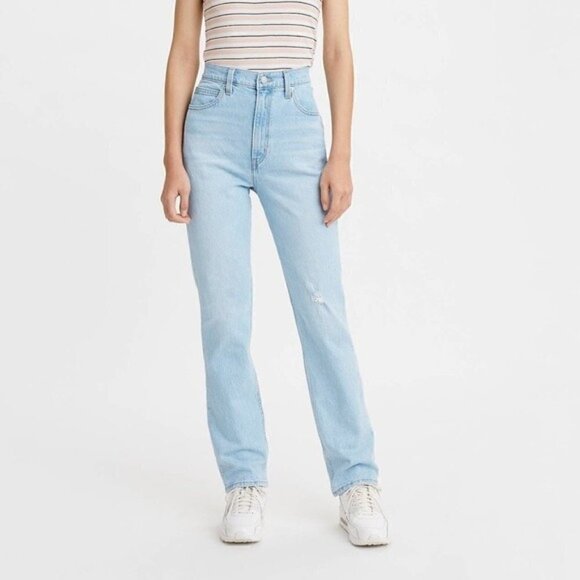 NWT Levis 70's Jeans Size 31 High Rise Slim Straight Leg Light Blue Wash - Picture 2 of 11